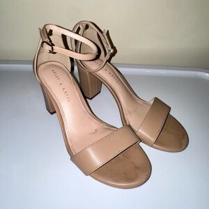 Kelly & Katie Beige Block Heel Sandals